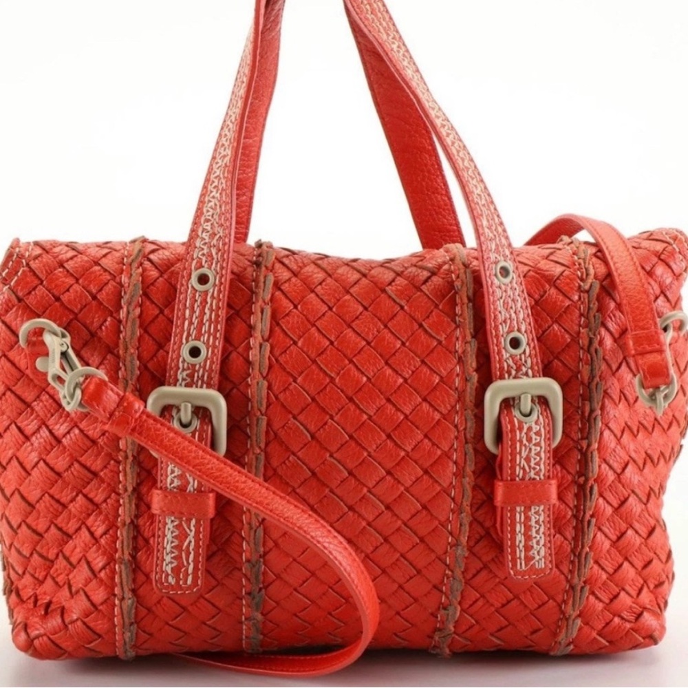 BOTTEGA INTRECCIATO SMALL WEAVE LEATHER 2-WAY SATCHEL BAG TOTE - Picture 3 of 8